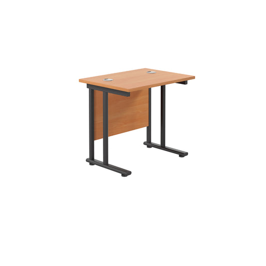 Jemini Rectangular Double Upright Cantilever Desk 800x600x730mm Beech/Black KF820314
