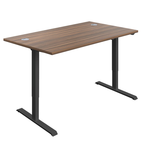 Jemini Economy Single Motor Sit/Stand Desk 1400x800x705-1220mm Dark Walnut/Black KF820400