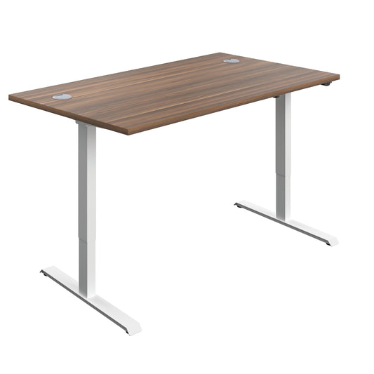 Jemini Economy Single Motor Sit/Stand Desk 1400x800x705-1220mm Dark Walnut/White KF820416