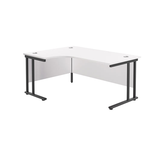 Jemini Radial Left Hand Double Upright Cantilever Desk 1600x1200x730mm White/Black KF820420