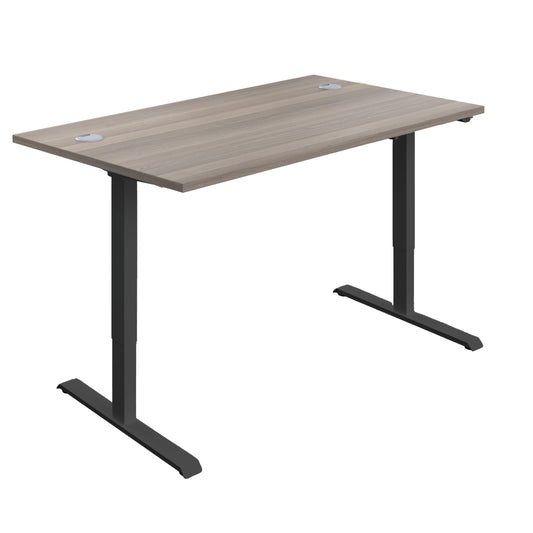 Jemini Economy Single Motor Sit/Stand Desk 1400x800x705-1220mm Grey Oak/Black KF820426