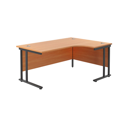 Jemini Radial Right Hand Double Upright Cantilever Desk 1600x1200x730mm Beech/Black KF820437