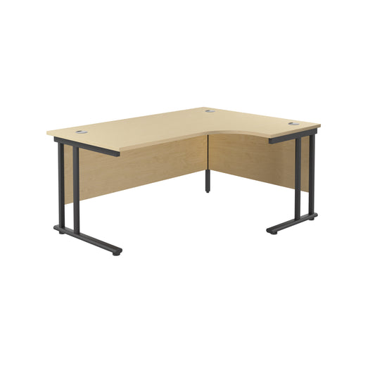 Jemini Radial Right Hand Double Upright Cantilever Desk 1600x1200x730mm Maple/Black KF820468