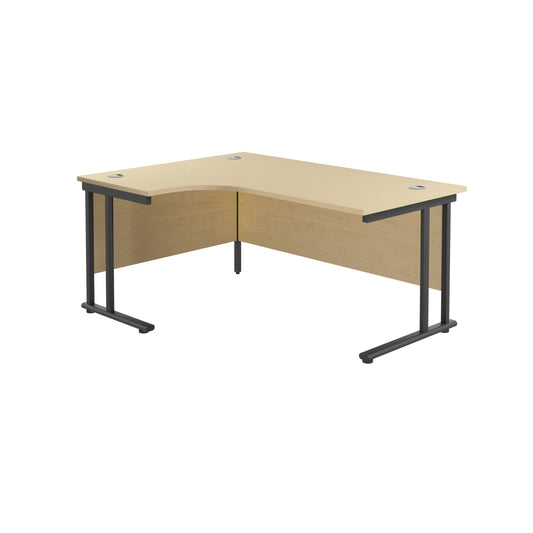 Jemini Radial Left Hand Double Upright Cantilever Desk 1800x1200x730mm Maple/Black KF820529