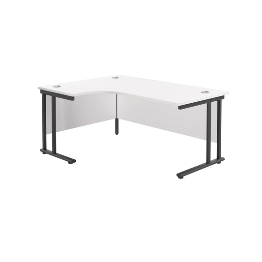 Jemini Radial Left Hand Double Upright Cantilever Desk 1800x1200x730mm White/Black KF820543
