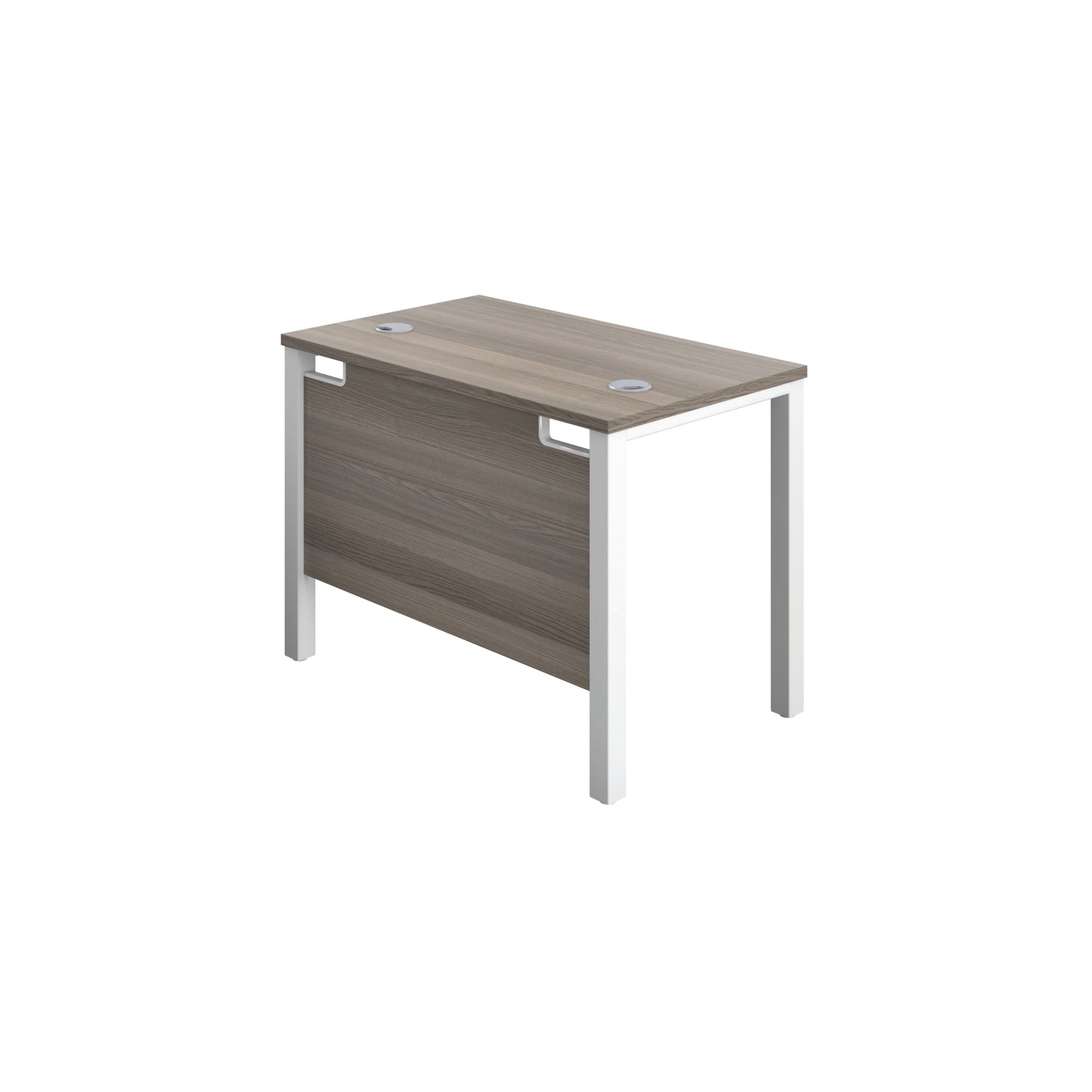 Jemini Rectangular Goal Post Desk 1000x600x730mm Grey Oak/White KF821373