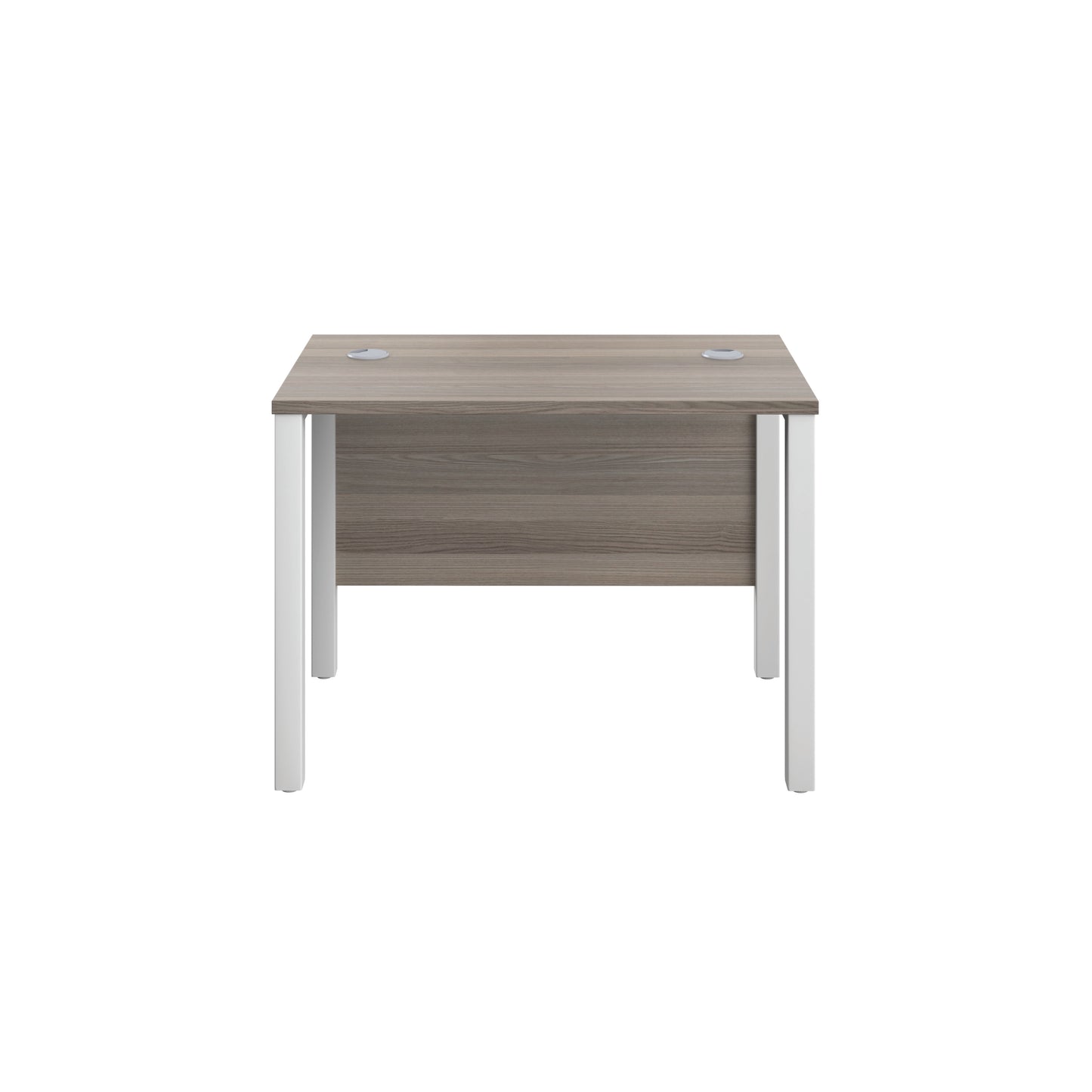 Jemini Rectangular Goal Post Desk 1000x600x730mm Grey Oak/White KF821373