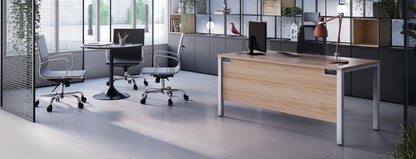 Jemini Rectangular Goal Post Desk 1000x600x730mm Grey Oak/White KF821373
