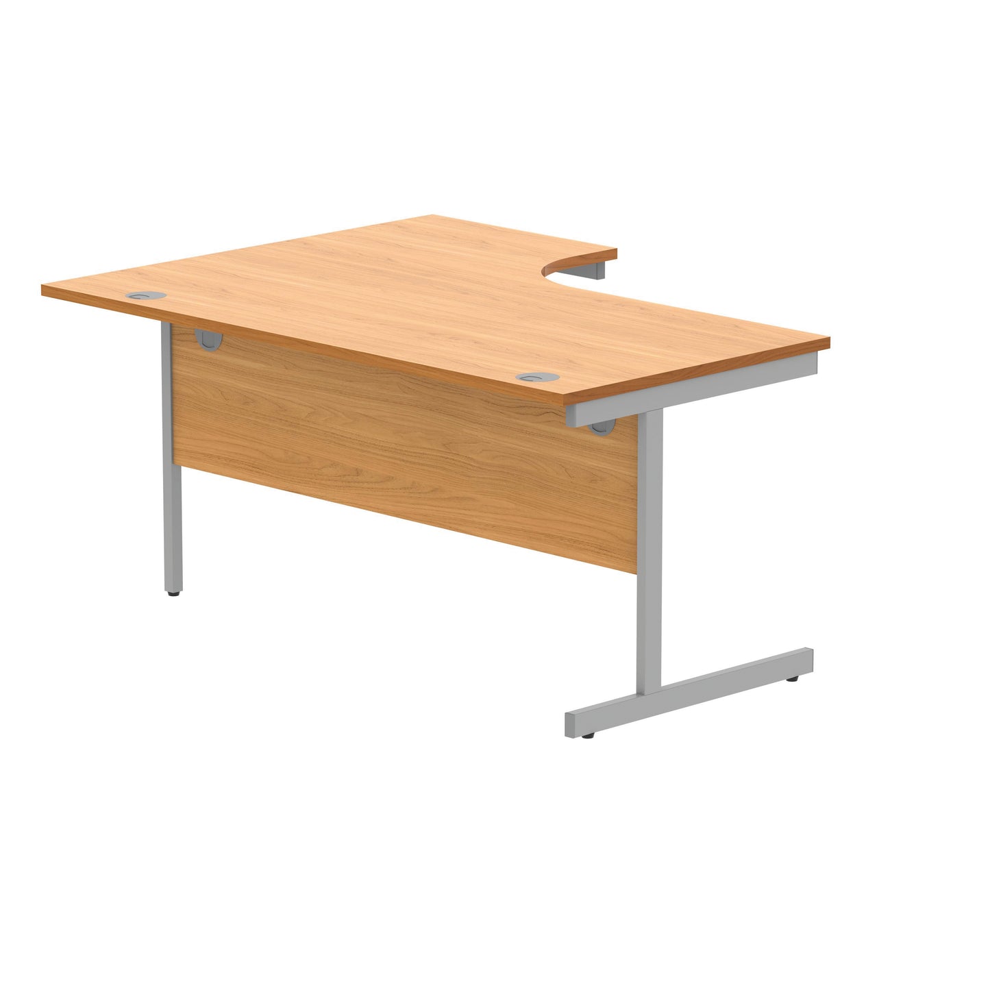 Polaris Right Hand Radial SU Cantilever Desk 1600x1200x730mm Norwegian Beech/Silver KF821390
