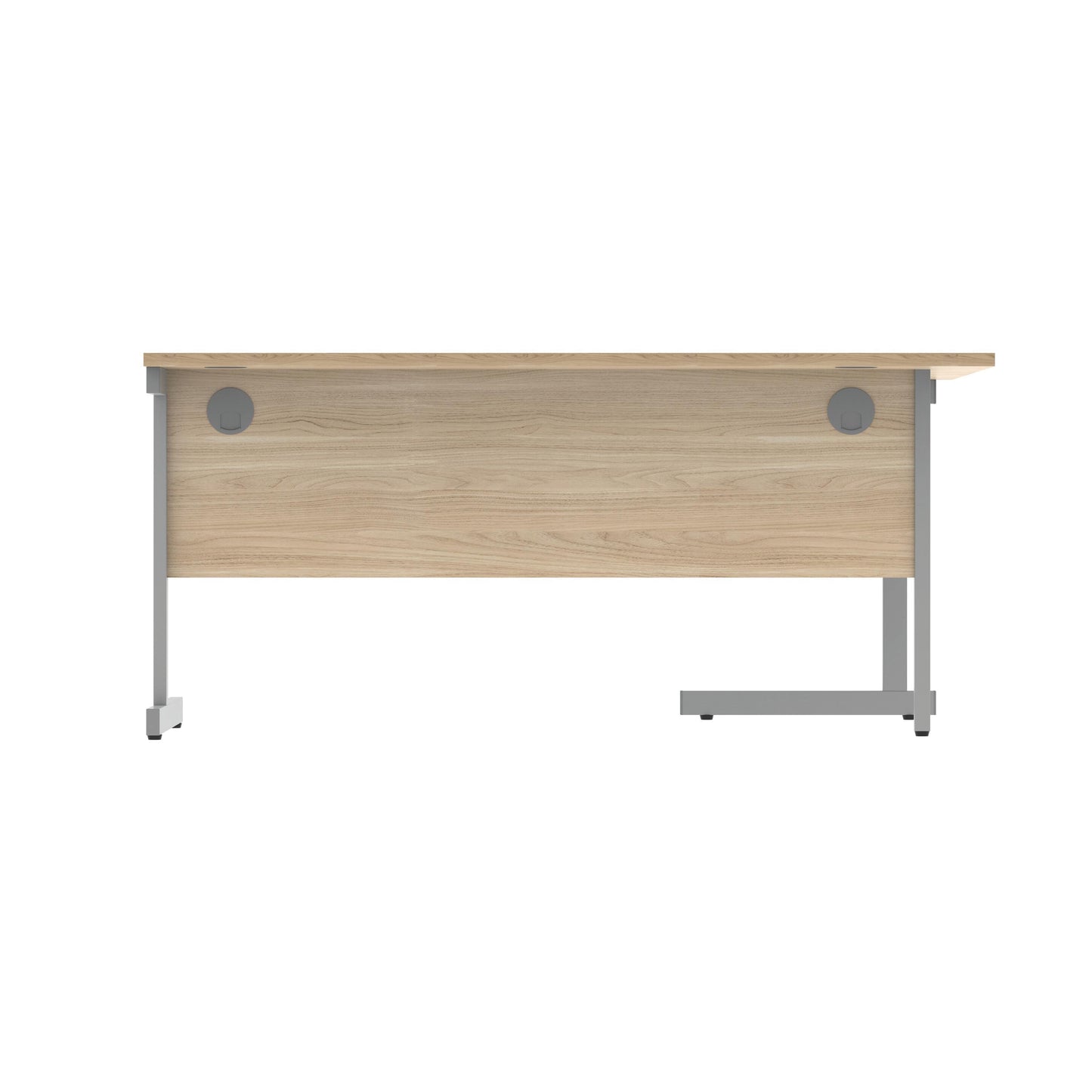 Polaris Left Hand Radial Single Upright Cantilever Desk 1600x1200x730mm Canadian Oak/Silver KF821420