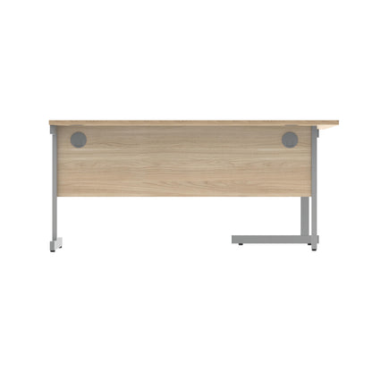 Polaris Left Hand Radial Single Upright Cantilever Desk 1600x1200x730mm Canadian Oak/Silver KF821420
