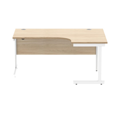 Polaris Right Hand Radial Single Upright Cantilever Desk 1600x1200x730mm Canadian Oak/White KF821450