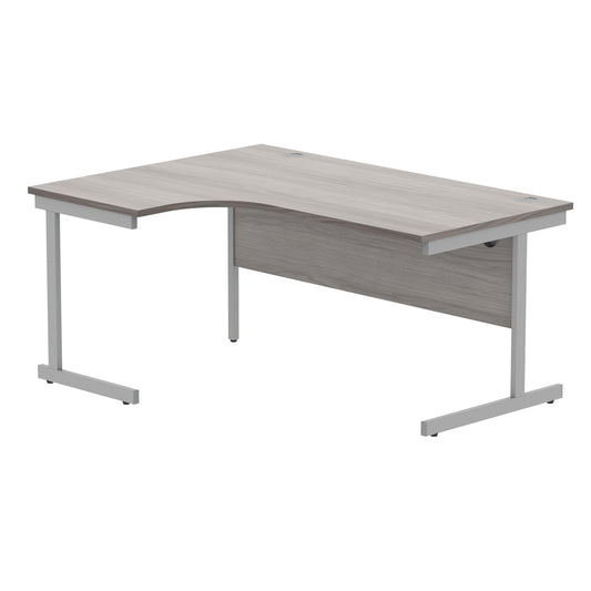 Polaris Left Hand Radial SU Cantilever Desk 1600x1200x730mm Alaskan Grey Oak/Silver KF821500