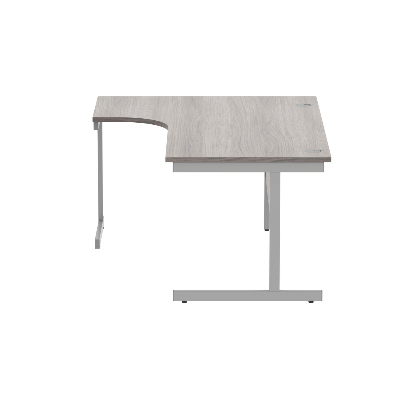 Polaris Left Hand Radial SU Cantilever Desk 1600x1200x730mm Alaskan Grey Oak/Silver KF821500