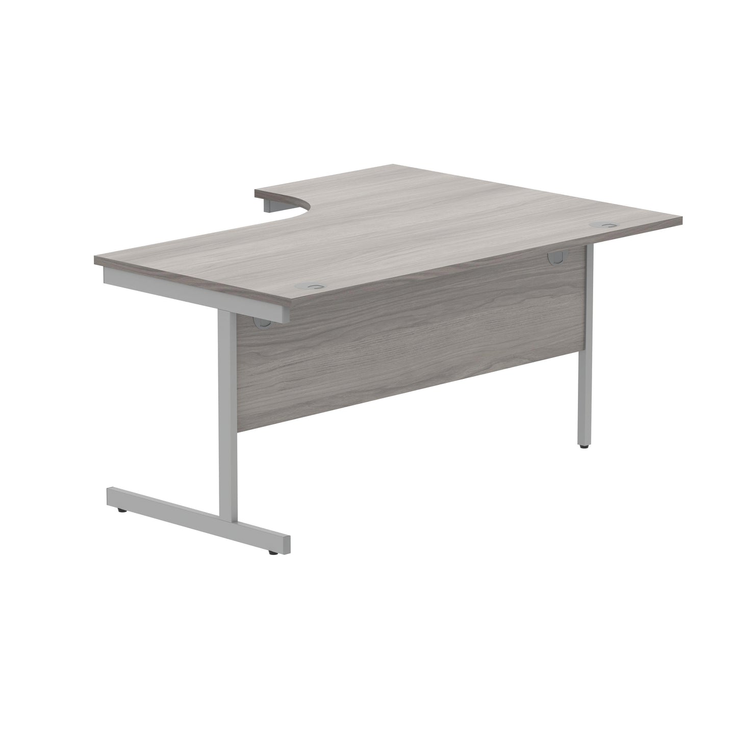Polaris Left Hand Radial SU Cantilever Desk 1600x1200x730mm Alaskan Grey Oak/Silver KF821500