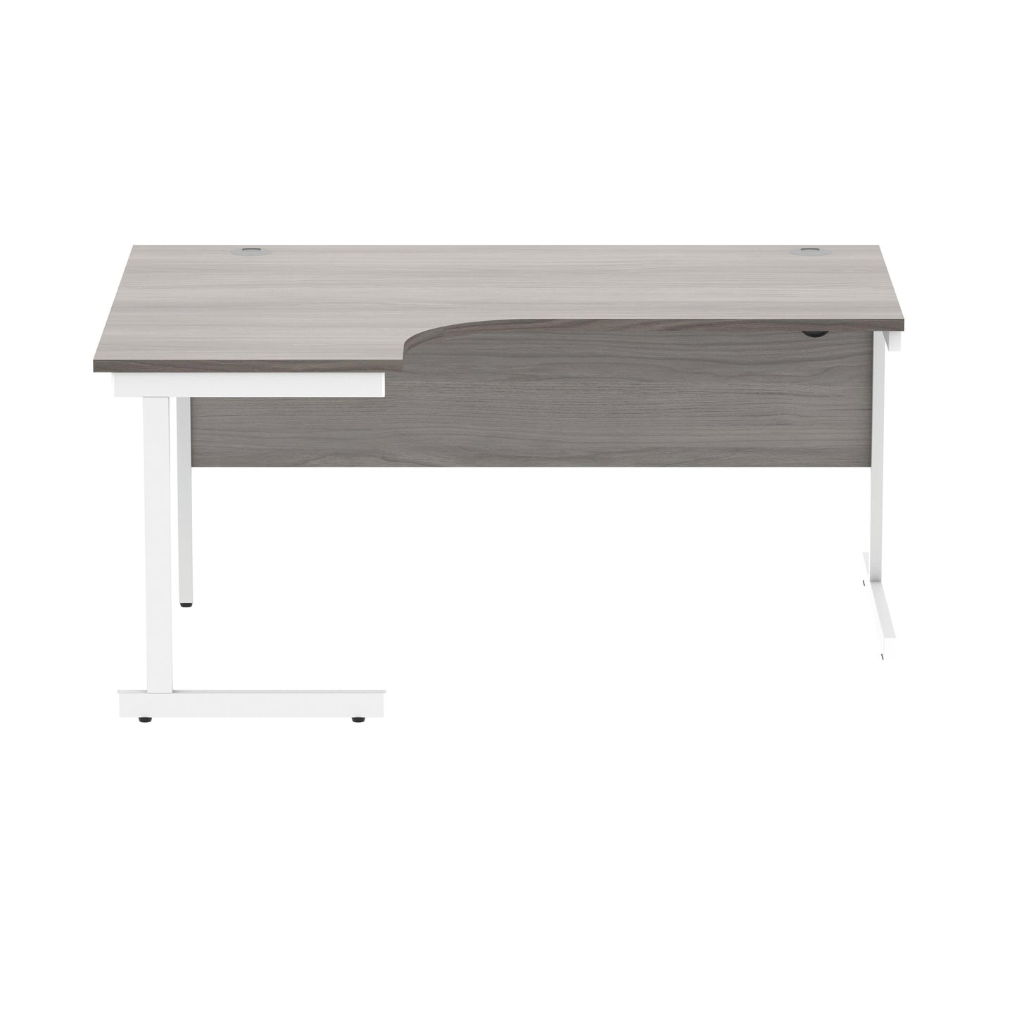 Polaris Left Hand Radial SU Cantilever Desk 1600x1200x730mm Alaskan Grey Oak/White KF821520