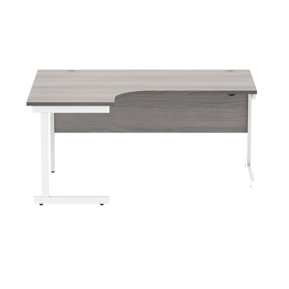 Polaris Left Hand Radial SU Cantilever Desk 1600x1200x730mm Alaskan Grey Oak/White KF821520