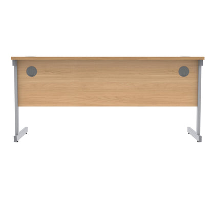 Polaris Rectangular Single Upright Cantilever Desk 1600x600x730mm Norwegian Beech/Silver KF821560