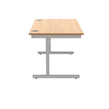 Polaris Rectangular Single Upright Cantilever Desk 1200x800x730mm Norwegian Beech/Silver KF821570