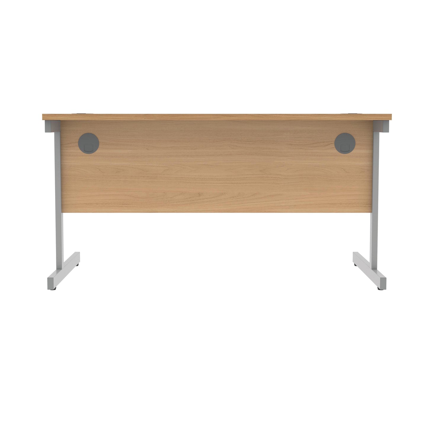 Polaris Rectangular Single Upright Cantilever Desk 1400x800x730mm Norwegian Beech/Silver KF821580
