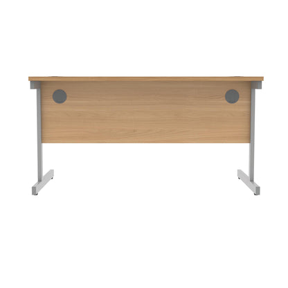 Polaris Rectangular Single Upright Cantilever Desk 1400x800x730mm Norwegian Beech/Silver KF821580
