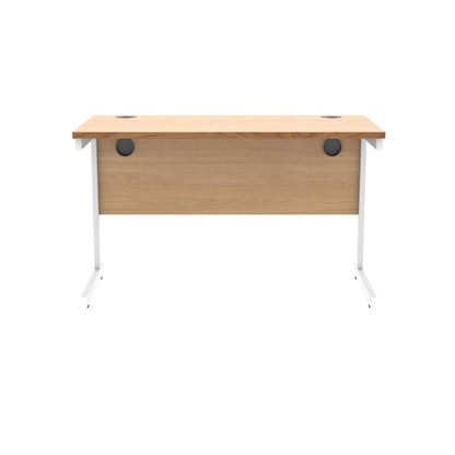 Polaris Rectangular Single Upright Cantilever Desk 1200x600x730mm Norwegian Beech/White KF821600