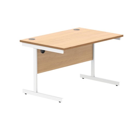 Polaris Rectangular Single Upright Cantilever Desk 1200x800x730mm Norwegian Beech/White KF821630