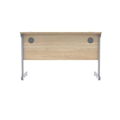Polaris Rectangular Single Upright Cantilever Desk 1200x600x730mm Canadian Oak/Silver KF821660