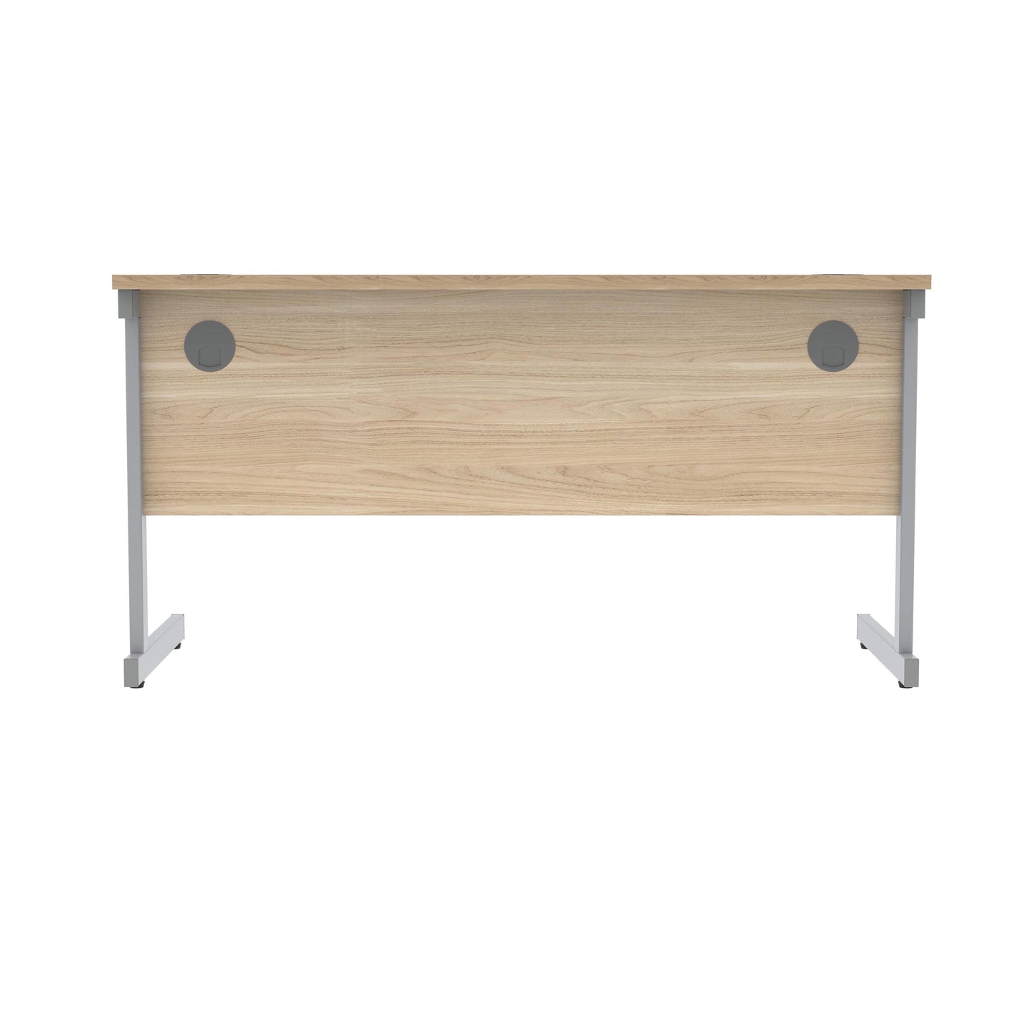 Polaris Rectangular Single Upright Cantilever Desk 1400x600x730mm Canadian Oak/Silver KF821670