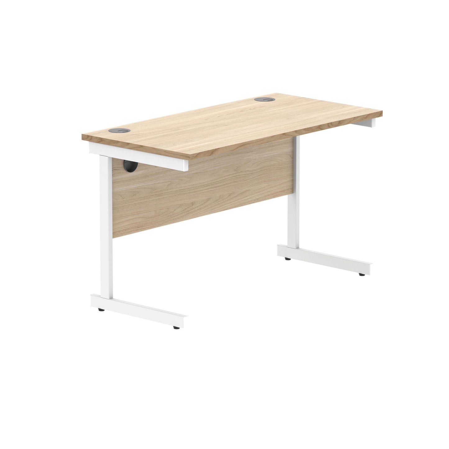 Polaris Rectangular Single Upright Cantilever Desk 1200x600x730mm Canadian Oak/White KF821720