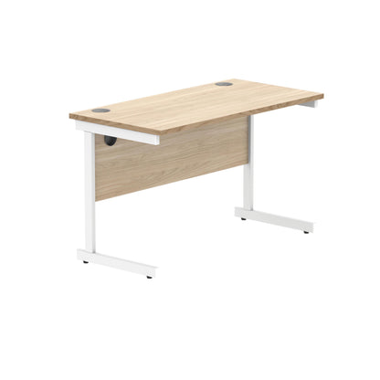 Polaris Rectangular Single Upright Cantilever Desk 1200x600x730mm Canadian Oak/White KF821720