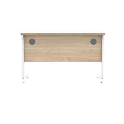 Polaris Rectangular Single Upright Cantilever Desk 1200x600x730mm Canadian Oak/White KF821720