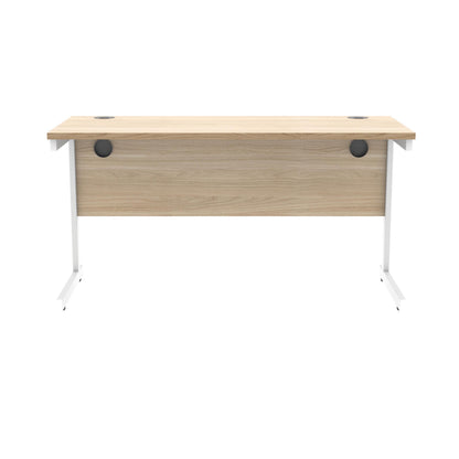 Polaris Rectangular Single Upright Cantilever Desk 1400x600x730mm Canadian Oak/White KF821730