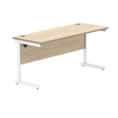 Polaris Rectangular Single Upright Cantilever Desk 1600x600x730mm Canadian Oak/White KF821740