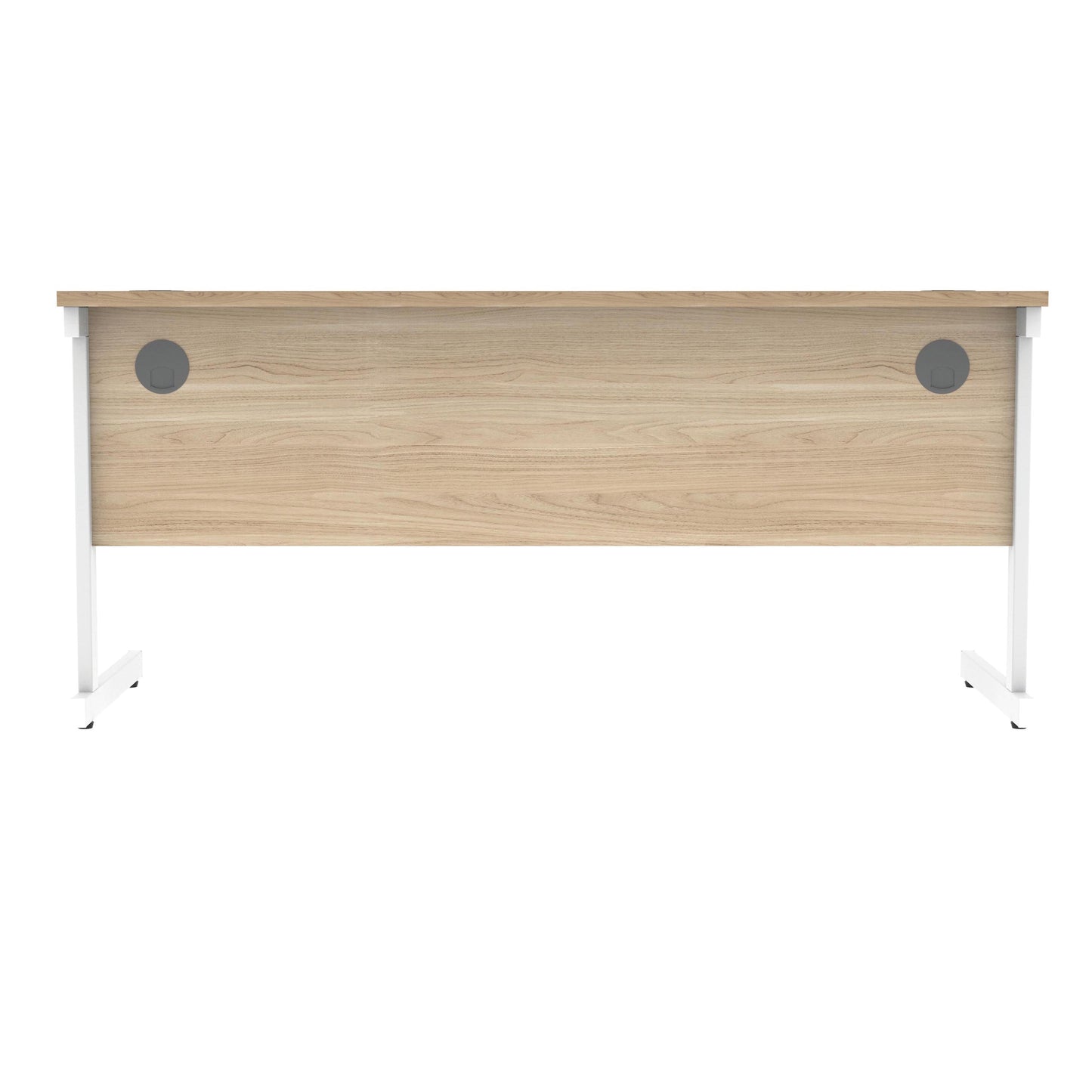 Polaris Rectangular Single Upright Cantilever Desk 1600x600x730mm Canadian Oak/White KF821740