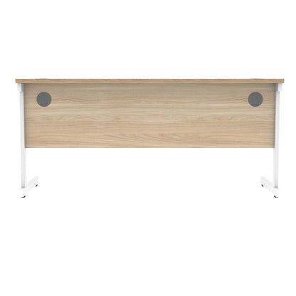 Polaris Rectangular Single Upright Cantilever Desk 1600x600x730mm Canadian Oak/White KF821740