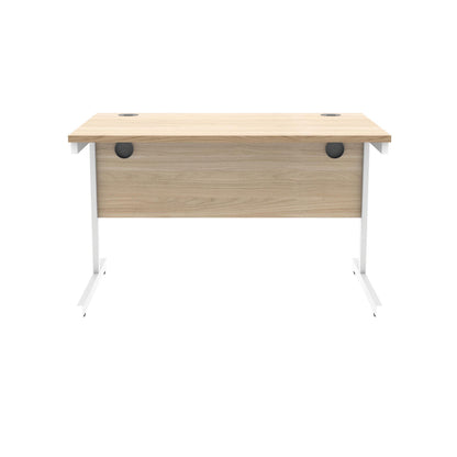 Polaris Rectangular Single Upright Cantilever Desk 1200x800x730mm Canadian Oak/White KF821750