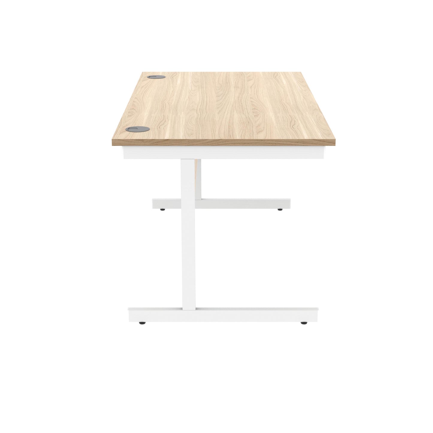 Polaris Rectangular Single Upright Cantilever Desk 1400x800x730mm Canadian Oak/White KF821760
