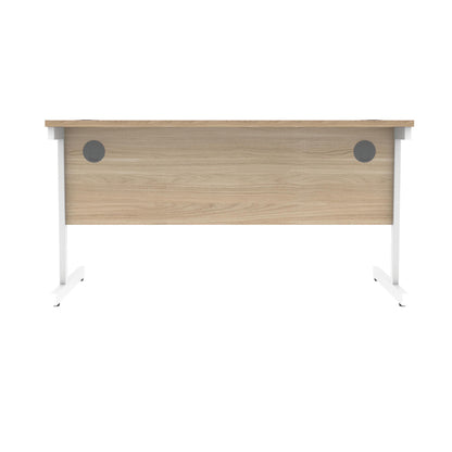 Polaris Rectangular Single Upright Cantilever Desk 1400x800x730mm Canadian Oak/White KF821760