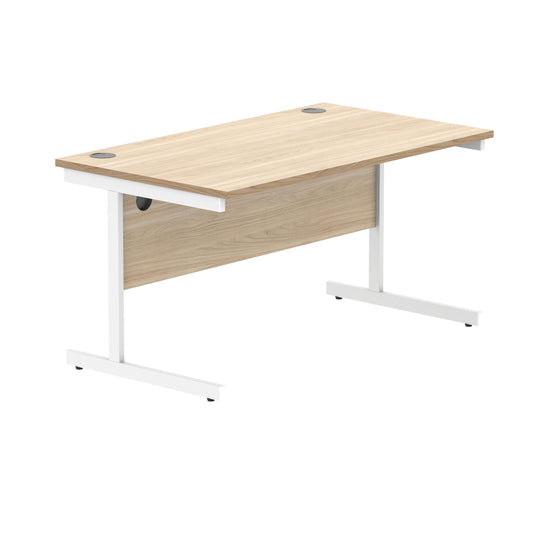 Polaris Rectangular Single Upright Cantilever Desk 1600x800x730mm Canadian Oak/White KF821770