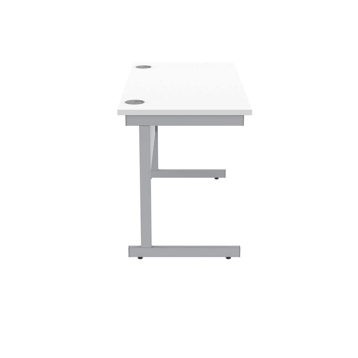 Polaris Rectangular Single Upright Cantilever Desk 1200x600x730mm Arctic White/Silver KF821780