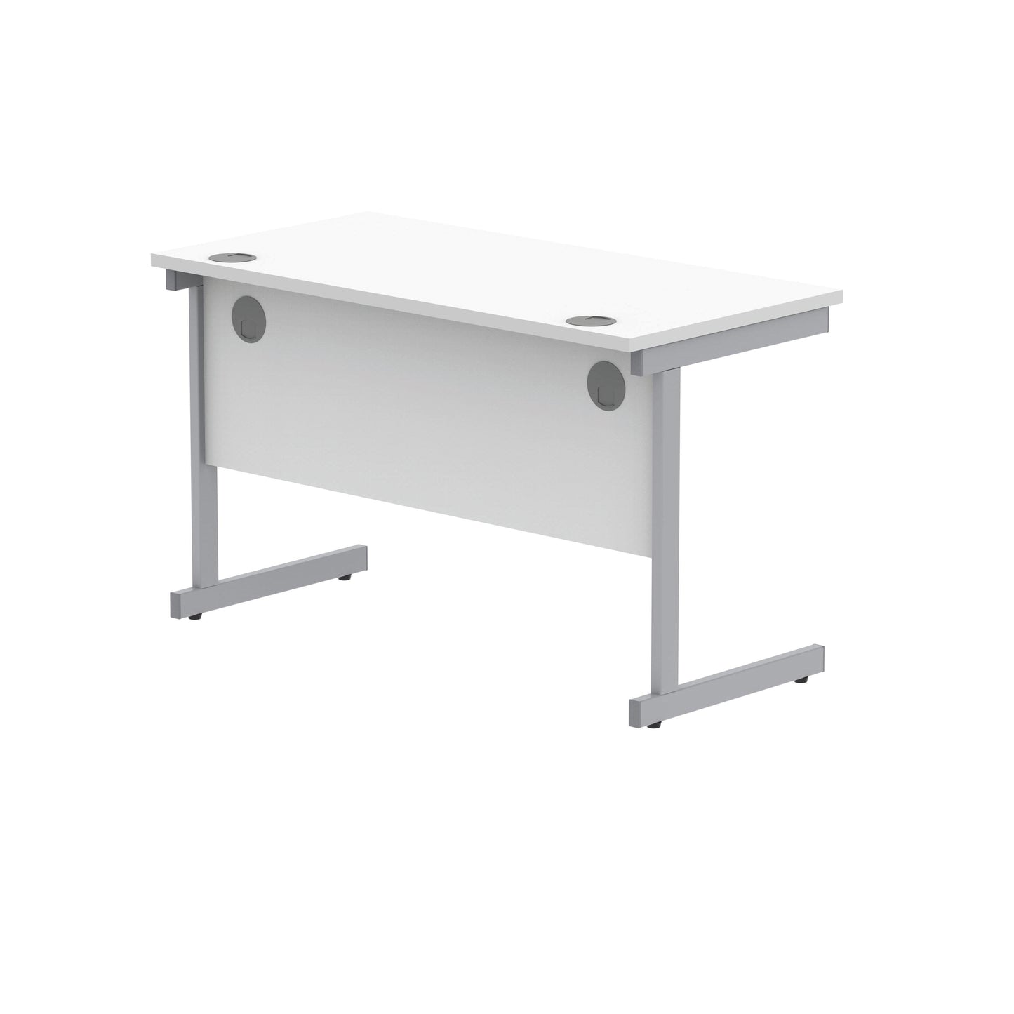 Polaris Rectangular Single Upright Cantilever Desk 1200x600x730mm Arctic White/Silver KF821780