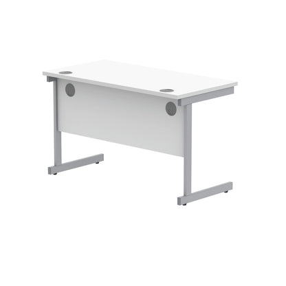 Polaris Rectangular Single Upright Cantilever Desk 1200x600x730mm Arctic White/Silver KF821780