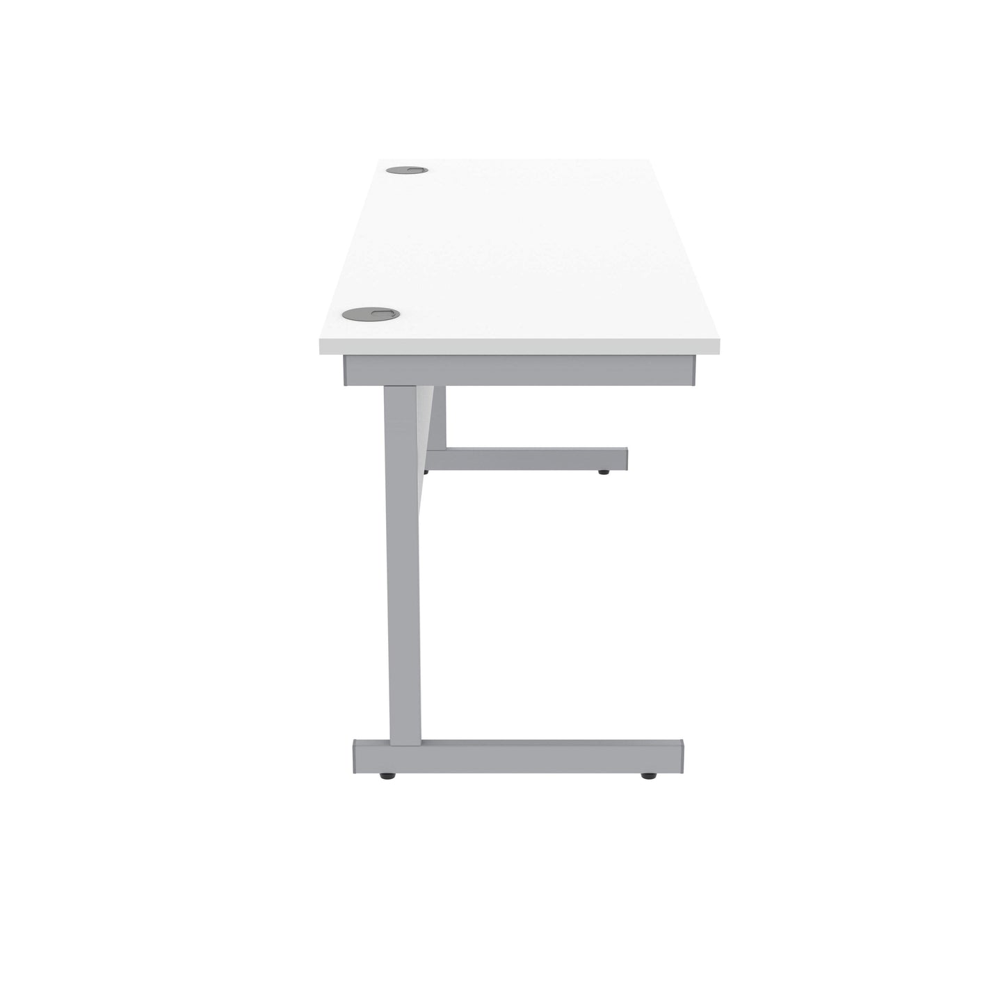 Polaris Rectangular Single Upright Cantilever Desk 1600x600x730mm Arctic White/Silver KF821800