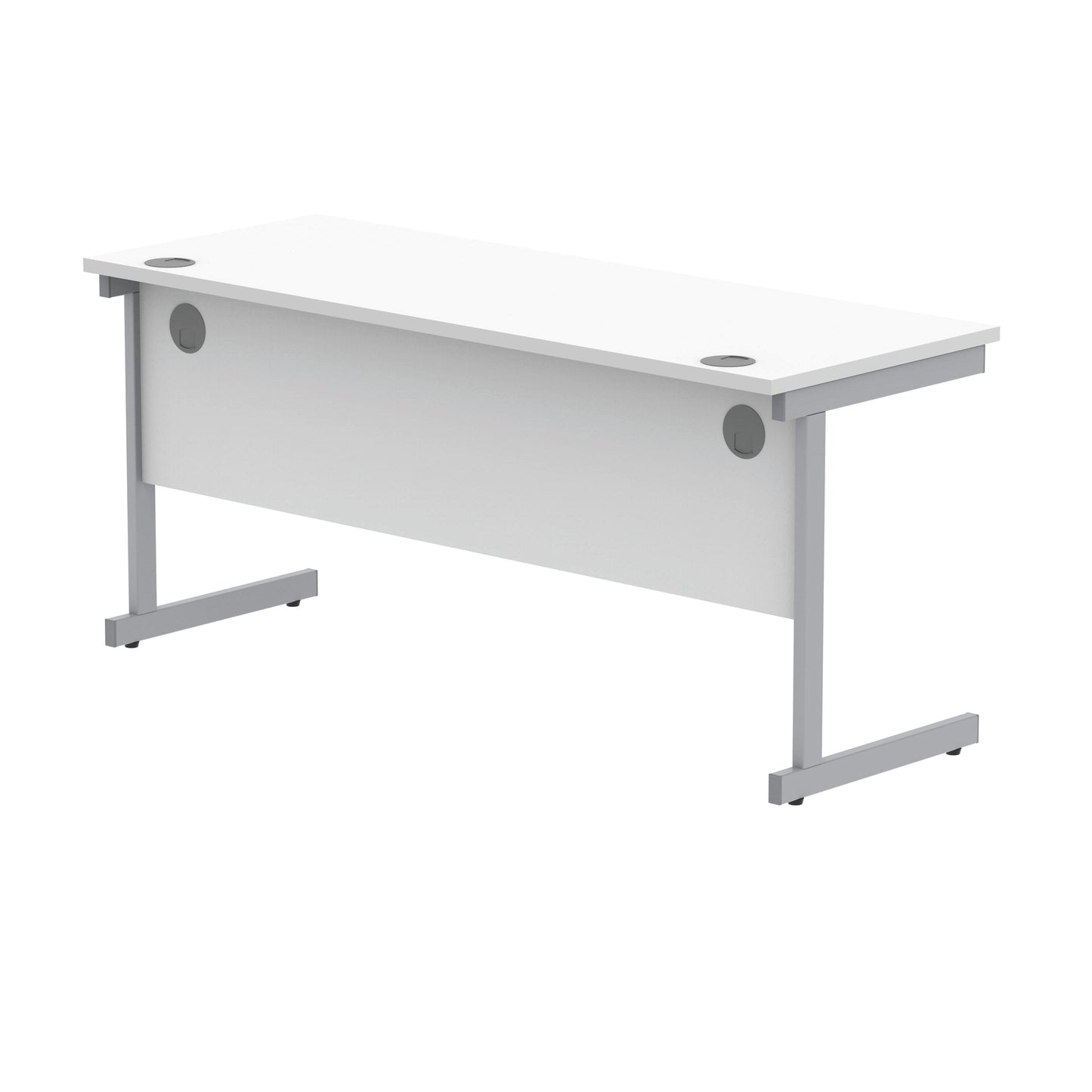 Polaris Rectangular Single Upright Cantilever Desk 1600x600x730mm Arctic White/Silver KF821800