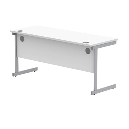 Polaris Rectangular Single Upright Cantilever Desk 1600x600x730mm Arctic White/Silver KF821800