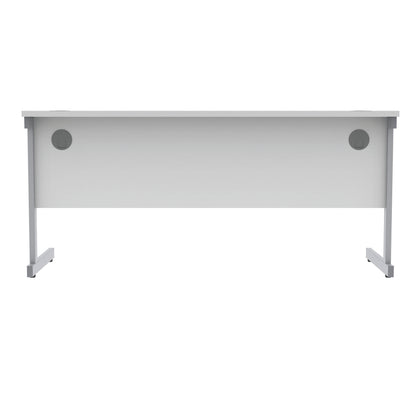 Polaris Rectangular Single Upright Cantilever Desk 1600x600x730mm Arctic White/Silver KF821800