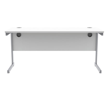 Polaris Rectangular Single Upright Cantilever Desk 1600x600x730mm Arctic White/Silver KF821800