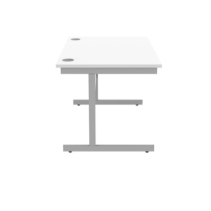 Polaris Rectangular Single Upright Cantilever Desk 1200x800x730mm Arctic White/Silver KF821810