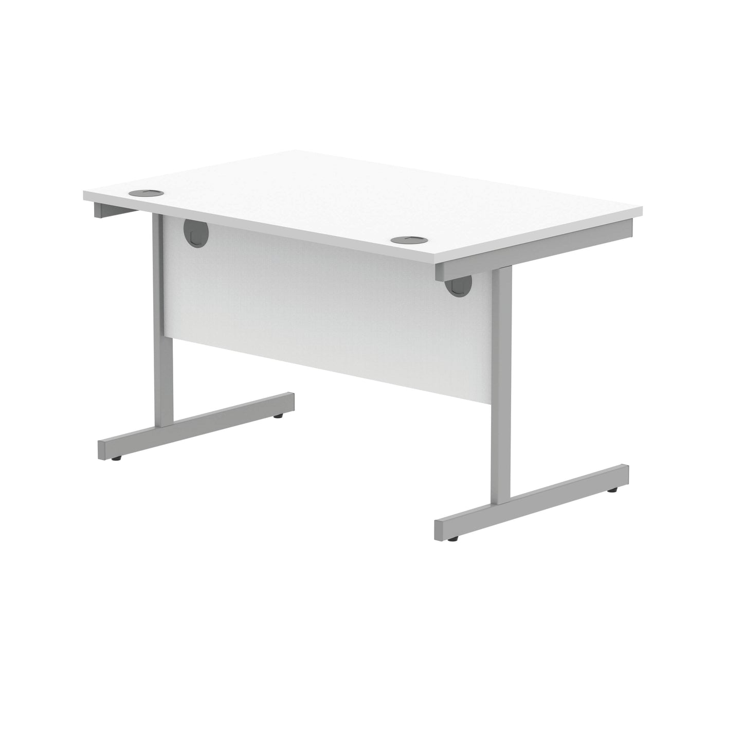 Polaris Rectangular Single Upright Cantilever Desk 1200x800x730mm Arctic White/Silver KF821810